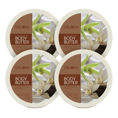 DELON Intense Moisturizing Body Butter, Smooth Vanilla 1.73 Fl Oz (Pack of 4)