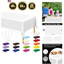 4 Packs White Plastic Tablecloth, Sturdy Disposable Table Cloth, 54 X 108 Inc...
