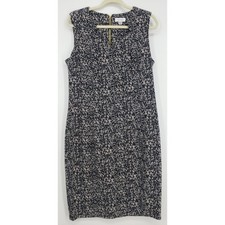 Calvin Klein Sheath Dress 14 Abstract Textured Knit Fitted Work Career Black Tan