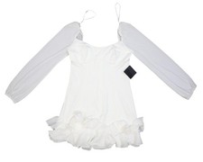 Lulus Dress Womens Large White Sweetheart Ruffle Mini Long Sleeve Party Cocktail
