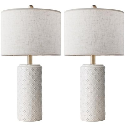 23'' Ceramic Table Lamp Set of 2, 3-Way Dimmable Ceramic Table Four-leaf Clover