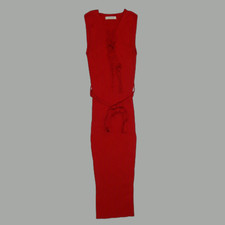 Active Usa Fitted Red Ribbed Bodycon Dress Sleeveless Drawstring Juniors Size S