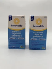 Renew Life Extra Care Digestive 50 Billion Probiotic 90  capsules Lot of 2