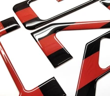 COMPATIBLE WITH 2024 2025 3D DOMED RAISED BLACK RED LINE TAILGATE LETTERS DECALS