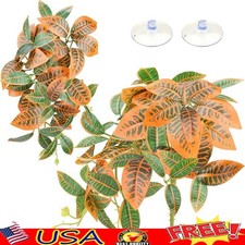 2 Pack Gold Hanging Reptile Plants Decor W/ Suction Cups Terrarium Home New