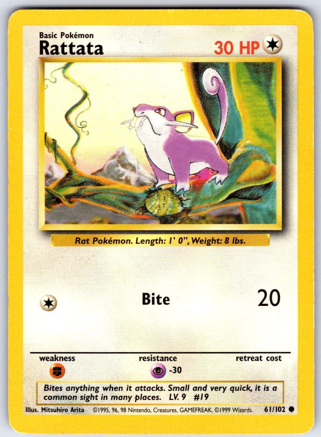 RATTATA - Pokemon - 61/102 Base Set Unlimited - LP