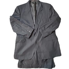 Evan-Picone Mens 100 Pure Wool Pinstripe 2 Piece Suit Gray Blue Union Made USA