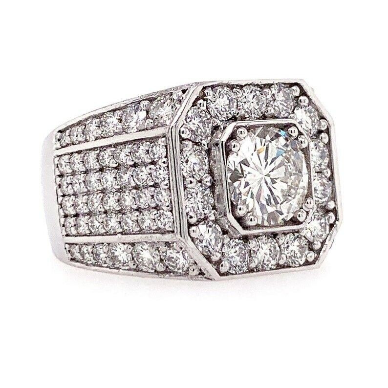 White Gold Wedding Ring Round Cut 6 Carat Moissanite Solid 14k Band Size 5 6 7 8