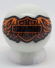 HarIeyDavidson Wings Glass 1" Logo Marble w/ Stand