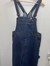 Mens Dark Blue Cotton Denim Dungarees Vintage, Unbranded, Heavyweight W37 L35