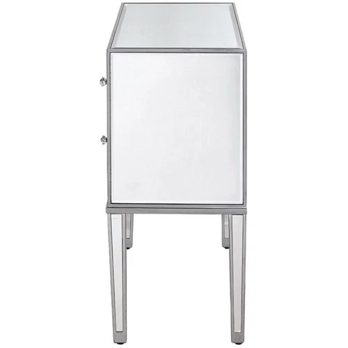 Elegant Decor Reflexion 2 Drawer 34" Mirrored Nightstand in Antique Silver - Picture 5 of 11