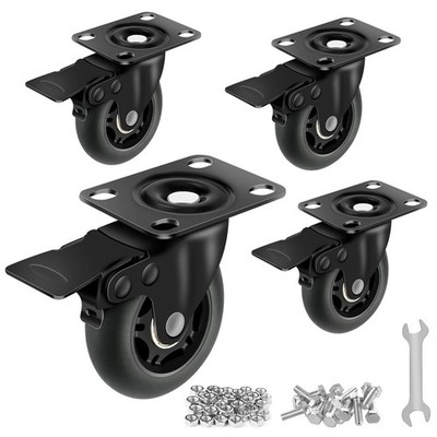 3 Casters Set of 4, 4 Heavy Duty Quiet Casters, Max Load 2000LBS. Suitable to d