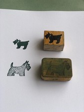 Lot of 2 Vintage Scottie Dog Vintage Mounted Rubber Stamps/ Scottish Terrier