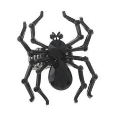Hermatite Tone Metal Crystal Rhinestone Spider Stretch Ring R1341-BLK