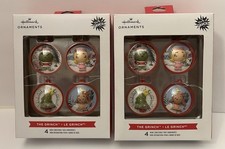 NIB Lot Of 2 Hallmark Grinch 4pc Mini Round Half Sphere Christmas Tree Ornaments