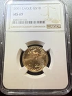 2001 $10 American Gold Eagle 1/4 oz NGC MS 69. KEY DATE!! #101