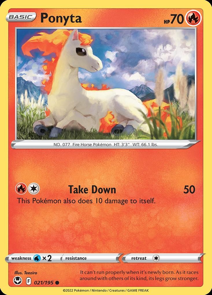Pokemon Ponyta (21/253) Silver Tempest LP REVERSE HOLO