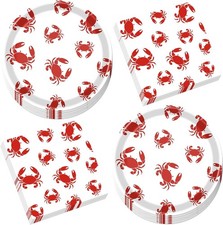 Crab Boil Party Supplies - 50 Pcs Crab Theme Seafood Boil Plates Napkins Party
