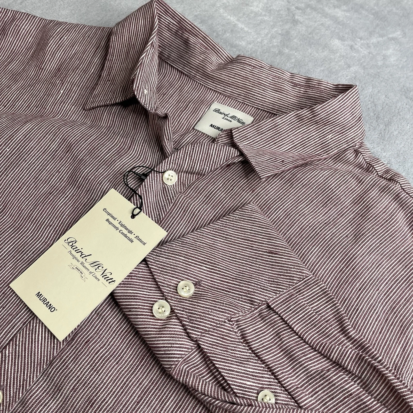 NWT Murano Baird McNutt Linen Blend Button Up Shirt Mens XL Striped Red