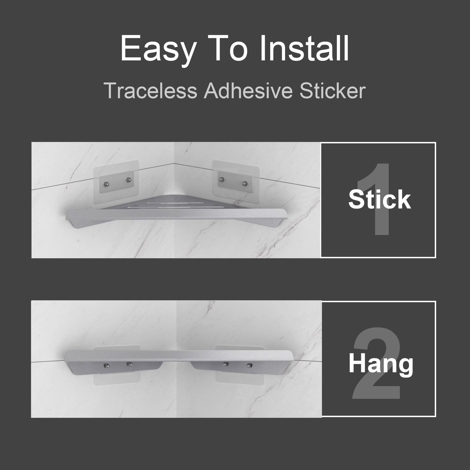 Shower Corner Shelf,304 Stainless Steel Shower Caddy, No Drill Shower Shelf,W...