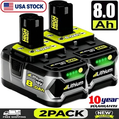 2PACK For RYOBI 18V 8.0Ah P108 High Capacity Battery 18Volt One Plus Lithium-Ion