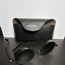 Joopin Men's Round Black Metal Frame Retro Sunglasses Plastic Lens with Case