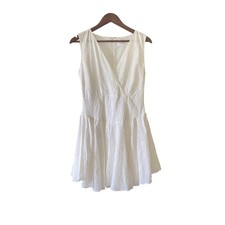 BB Dakota RSVP White Eyelet Floral Mini Dress Sleeveless V-Neck Wrap Size S
