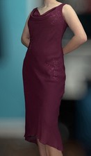 Sleeveless Wine Purple Formal Evening Dress Floral Embroidery Women’s Size 8