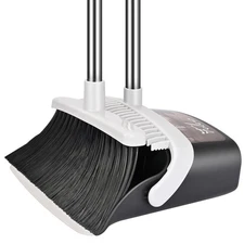 Broom and Dustpan Set, Heavy Duty Dust Pan with Long Handle 51 Inch Broom wit...