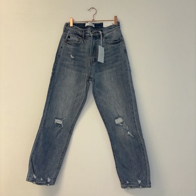 Kancan Womens Jeans Sz 7 27 Mid Rise Denim Distressed Beachy Casual NWT cowgirl