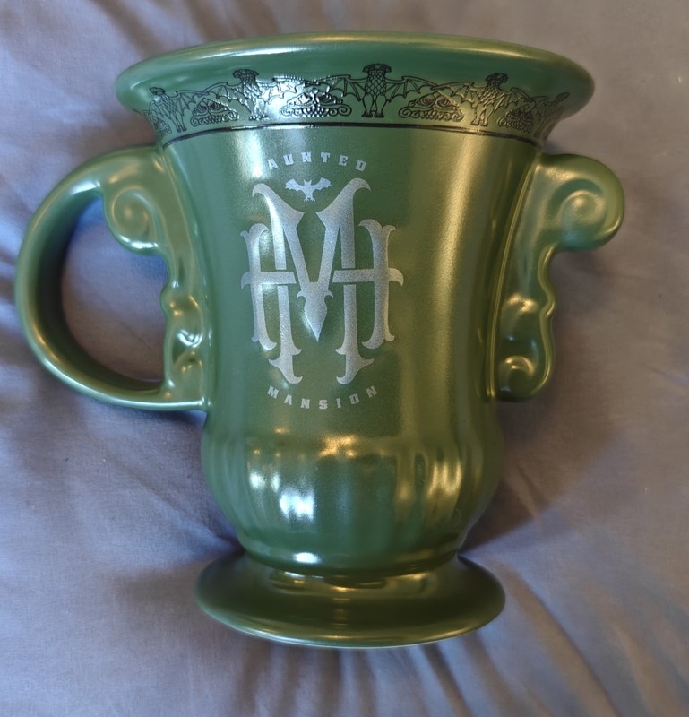Disney Parks The Haunted Mansion Urn Shaped Mug Cup 12 Oz Attraction Logo Green