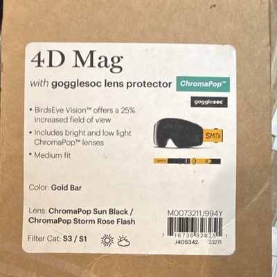Smith 4D Mag Ski Goggles ChromaPop Gold Bar Sun Black Storm Rose BirdsEye Vision