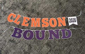 Clemson Bound 2026 Graduation Banner Garland EUC