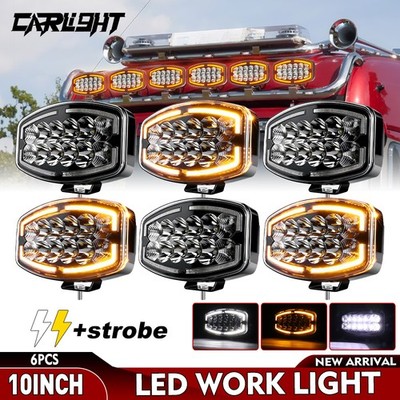 E9 10'' Jumbo Oval LED Spot Light Double White & Amber DRL Driving Truck 12v 24v