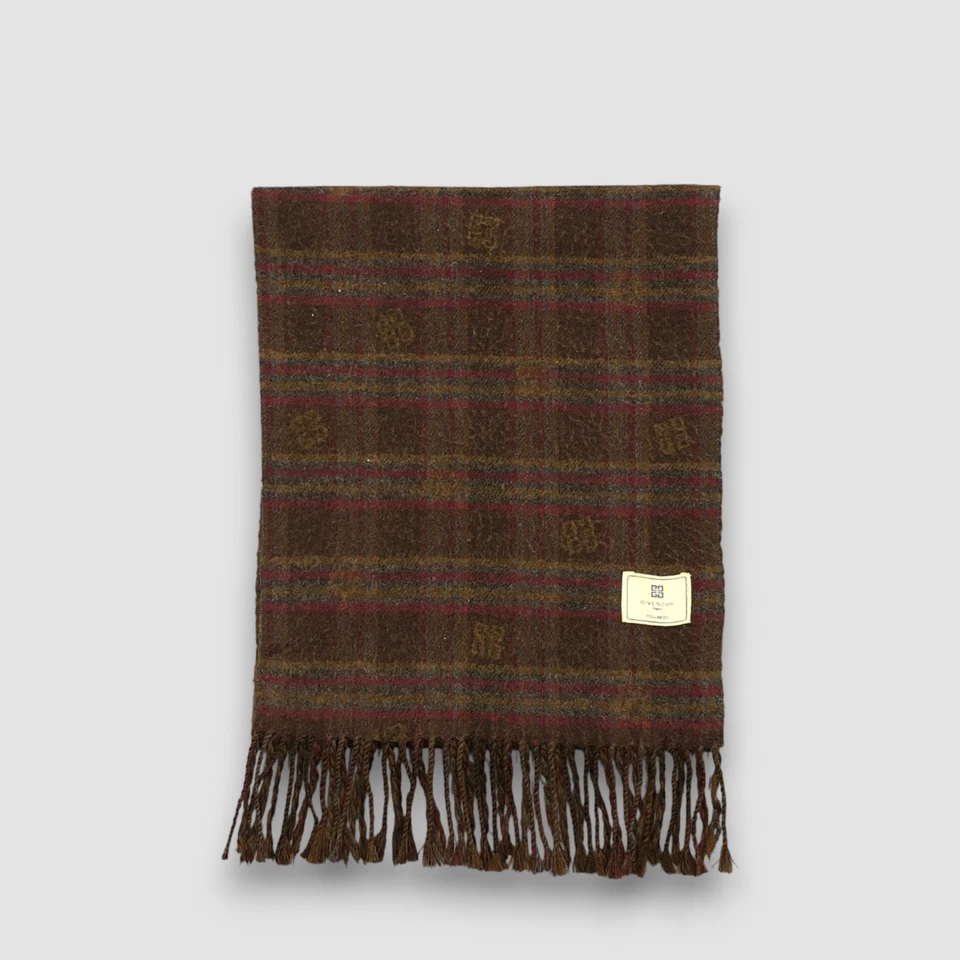 Bufanda de Lana Givenchy Vintage Clásica Flecos Silenciador Invierno Calentador Bufandas 11x54 Foto 2 de 4