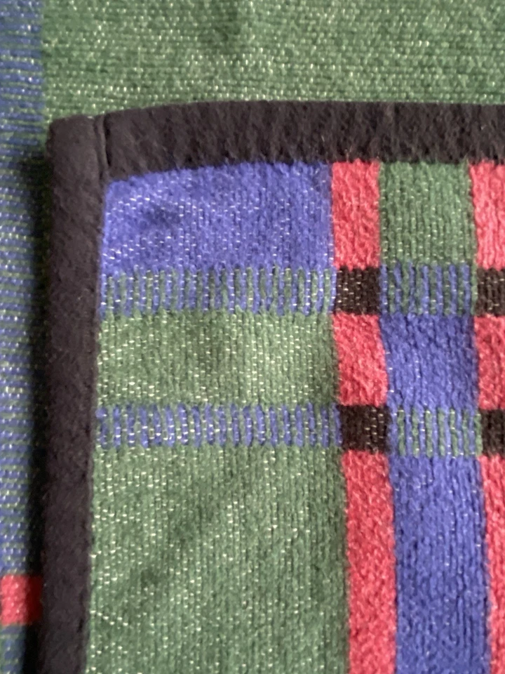 Vintage Ibena Fleece Throw Blanket Germany Green/Blue/Red Plaid 54”X 70” SOFT - Image 3 of 4