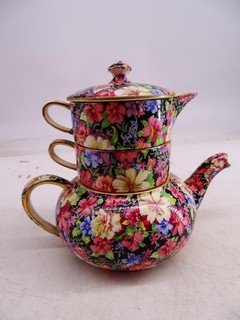 Antique Royal Winton Grimwades England Stacking Chintz Teapot Set Tea Cup Vtg