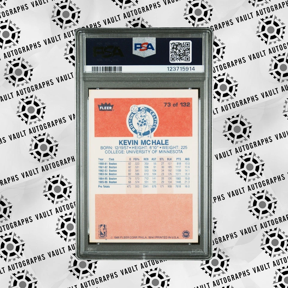 1986 Fleer Kevin McHale PSA/DNA #73 Auto 10 VG-EX 6 Boston Celtics NBA  - Image 2 of 2