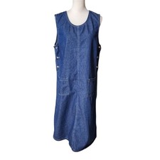 Blair M Denim Jean Overall Jumper Dress Cotton 90s Modest Cottage Vtg Mom