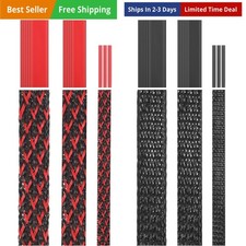 96Ft Wire Loom Braided Cable Sleeve Covers Cord Management with 127 Pcs Tube Hea