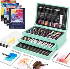 194 Piece Deluxe Art Set, Painting Drawing Art Supplies with 4 Drawing Pads, Acr