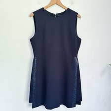 Ted Baker Beaded Sleeveless Dress Size 4 Navy