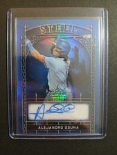2024 Leaf Trinity Blue Foil Steel Autographs Alejandro Osuna /10