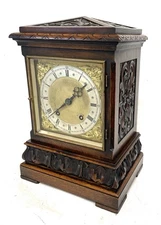 Antique W & H Carved Walnut Bracket Mantel Clock : QUARTER Ting Tang Striking