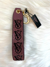 VICTORIA'S SECRET Purple Vapor Logo Sparkle Wristlet Keychain - NEW