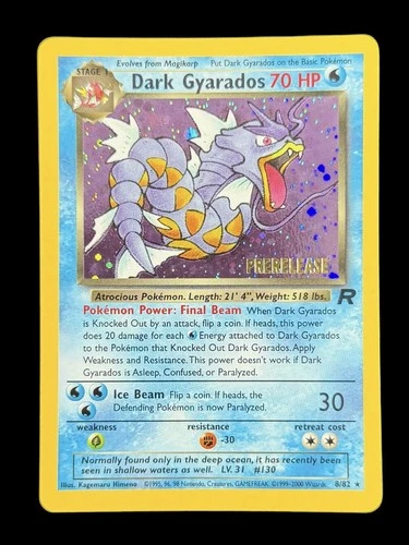 Pokémon TCG Dark Gyarados 8/82 Prerelease Team Rocket Set  WOTC Vintage
