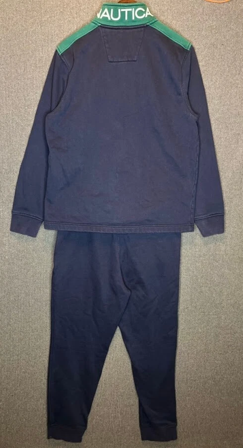 Conjunto de chándal Nautica L verde marino 1/4 cremallera sudadera joggers logotipo pantalones Foto 2 de 4