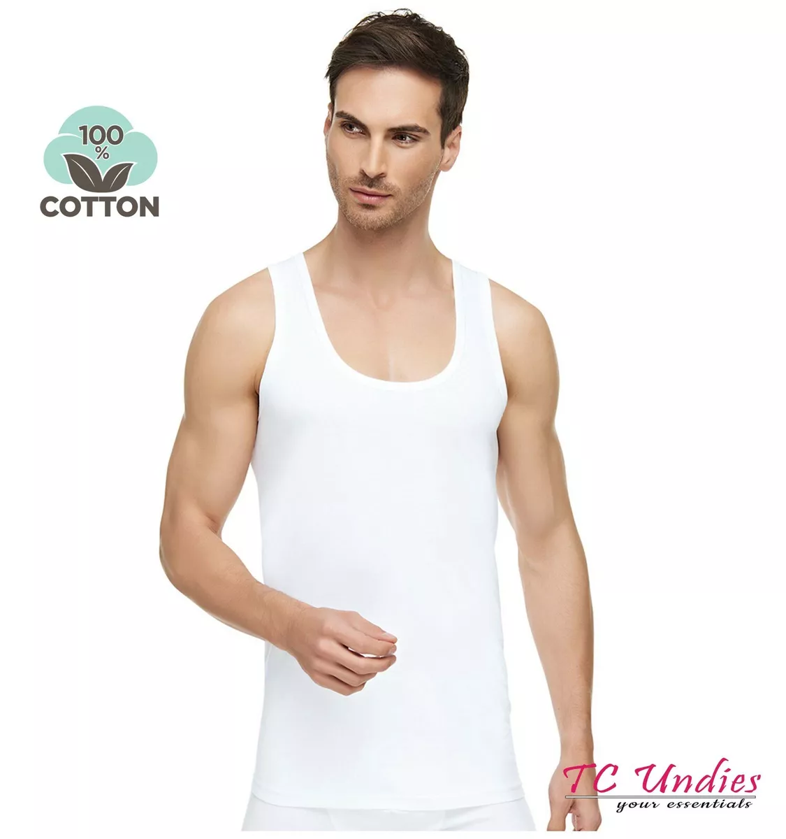 *REDUCED* Men White Vest Plain Singlets 100% PURE COTTON Sleeveless Tank Top