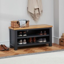 Shoe Storage Bench Cotswold Charcoal Grey Painted Oak Hallway Storage Furniture