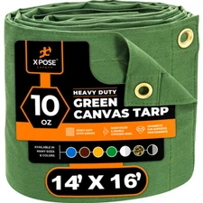 14' x 16' Green Canvas Tarps 10oz